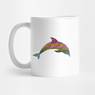 Surfing Dolphin Silhouette Abstract Art Mug